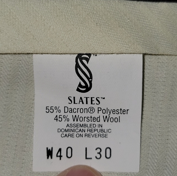 Slates wool blend size 30X40 cuffed khaki/brown dress pants pleated front - Picture 4 of 6